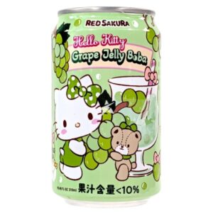 Red Sakura Hello Kitty Grape Tea Drink With Jelly Boba 310ml