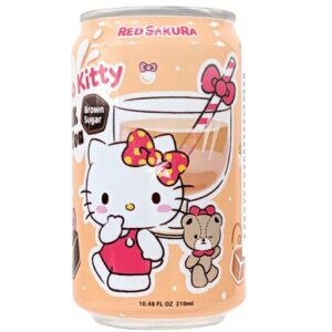 Red Sakura Hello Kitty Brown Sugar Tea Drink With Jelly Boba 310ml